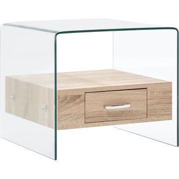 vidaXL Salontafel met lade 50x50x45 cm gehard glas