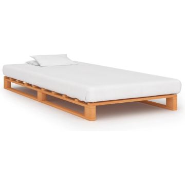 vidaXL Bedframe pallet massief grenenhout bruin 90x200 cm