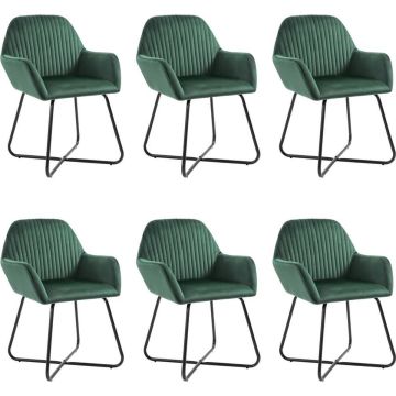 vidaXL Eetkamerstoelen 6 st fluweel groen