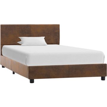 vidaXL Bedframe kunstsuède bruin 90x200 cm