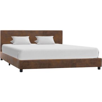 vidaXL Bedframe kunstsuède bruin 120x200 cm