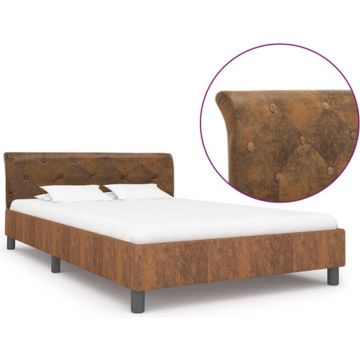 vidaXL Bedframe kunstsuède bruin 120x200 cm