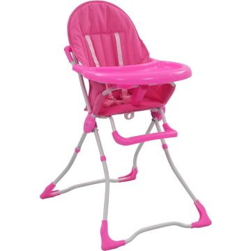 vidaXL Kinderstoel hoog roze en wit