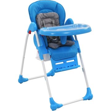 vidaXL Kinderstoel hoog blauw en grijs