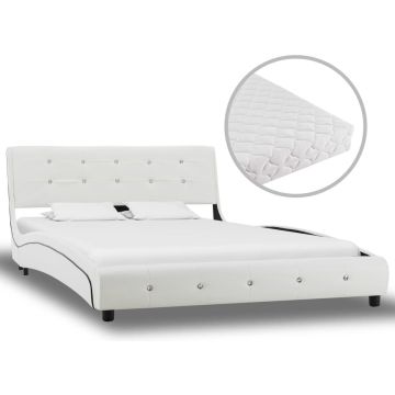 vidaXL Bed met matras kunstleer wit 120x200 cm