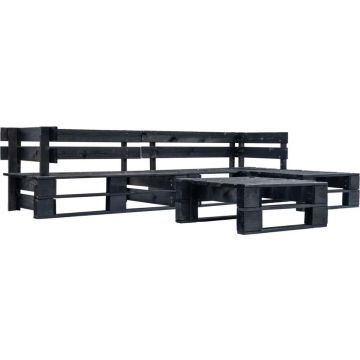 vidaXL 4-delige Loungeset pallet hout zwart