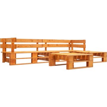 vidaXL 4-delige Loungeset pallet hout honingbruin