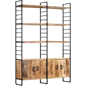 vidaXL Boekenkast met 4 schappen 124x30x180 cm ruw mangohout