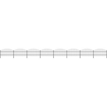 vidaXL Tuinhek met speren bovenkant (0,75-1)x13,6 m staal zwart