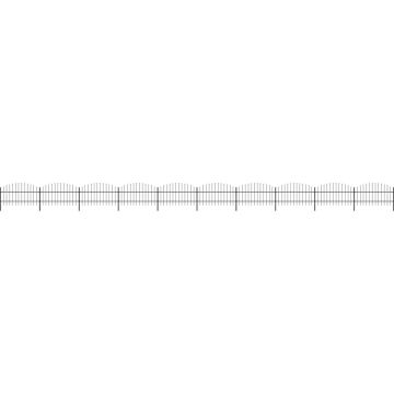 vidaXL Tuinhek met speren bovenkant (0,75-1)x17 m staal zwart