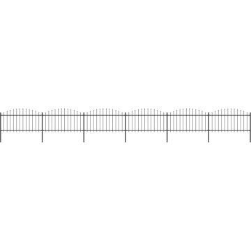 vidaXL Tuinhek met speren bovenkant (1,25-1,5)x10,2 m staal zwart