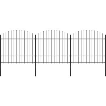 vidaXL Tuinhek met speren bovenkant (1,5-1,75)x5,1 m staal zwart