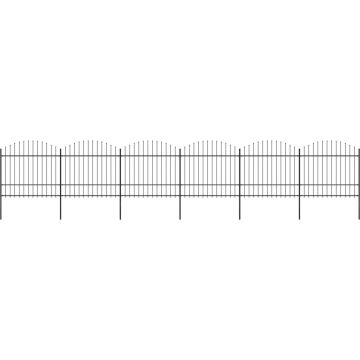 vidaXL Tuinhek met speren bovenkant (1,5-1,75)x10,2 m staal zwart