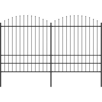 vidaXL Tuinhek met speren bovenkant (1,75-2)x3,4 m staal zwart