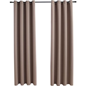 vidaXL Gordijn verduisterend met metalen ringen 2 st 140x245 cm taupe