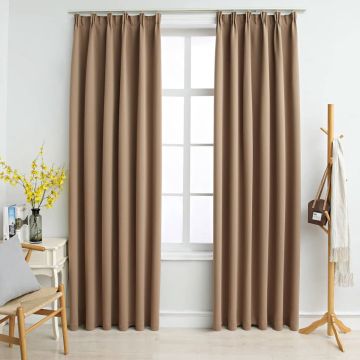 vidaXL Gordijnen verduisterend met haken 2 st 140x175 cm taupe