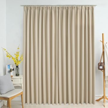 vidaXL Gordijn verduisterend met haken 290x245 cm beige