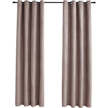 vidaXL Gordijn verduisterend met metalen ringen 2 st 140x245 cm taupe