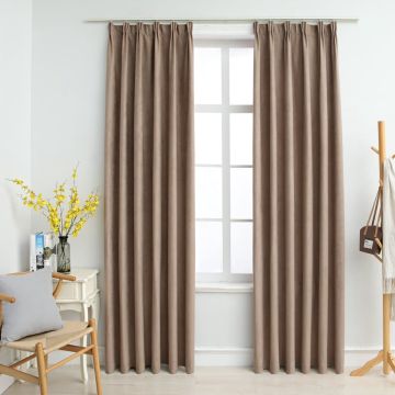 vidaXL Gordijnen verduisterend met haken 2 st 140x245 cm taupe