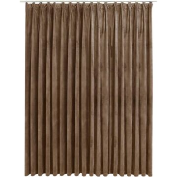 vidaXL Gordijn verduisterend met haken 290x245 cm fluweel beige