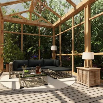 vidaXL 5-delige Loungeset met kussens poly rattan grijs