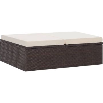 vidaXL 2-delige Loungeset met kussens poly rattan bruin