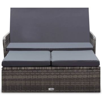 vidaXL 2-delige Loungeset met kussens poly rattan grijs