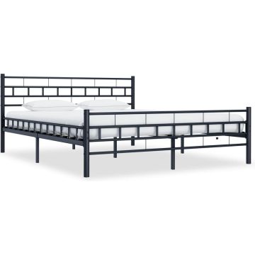 vidaXL Bedframe staal zwart 160x200 cm