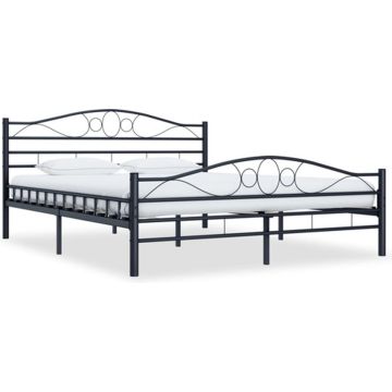 vidaXL Bedframe staal zwart 140x200 cm