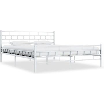 vidaXL Bedframe metaal wit 140x200 cm