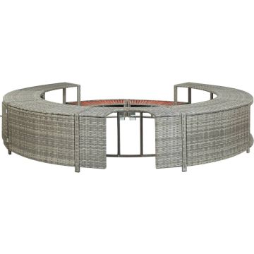 VDXL Spa-ombouw poly rattan grijs