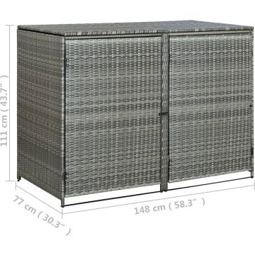 vidaXL Containerberging dubbel 148x77x111 cm poly rattan antraciet