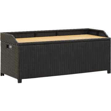 vidaXL Tuinopbergbank 120 cm poly rattan zwart