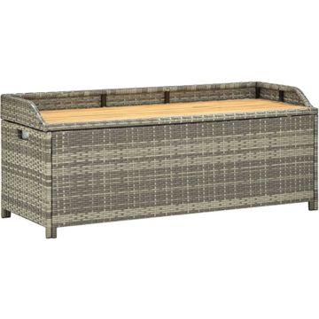 vidaXL Tuinopbergbank 120 cm poly rattan grijs