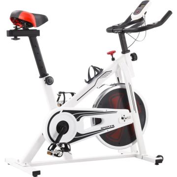 vidaXL Hometrainer met hartslagsensoren wit en rood