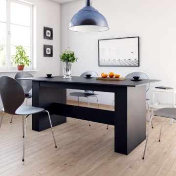 vidaXL Eettafel 180x90x76 cm spaanplaat zwart