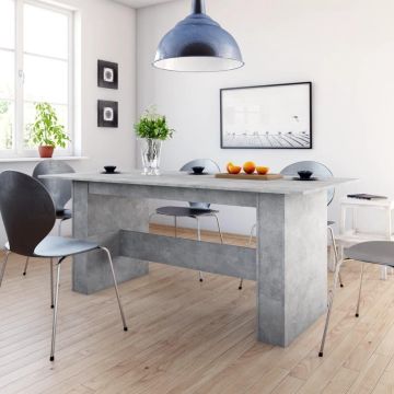 vidaXL Eettafel 180x90x76 cm spaanplaat betongrijs