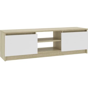 vidaXL Tv-meubel 120x30x35,5cm bewerkt hout wit en sonoma eikenkleurig