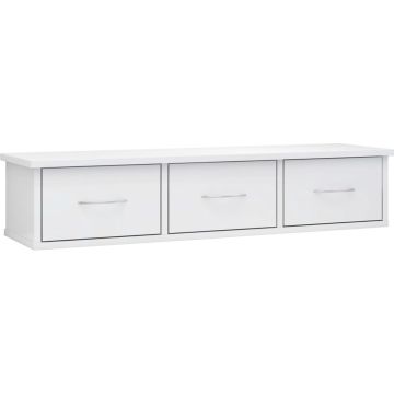 vidaXL Wandschap met lades 88x26x18,5 cm spaanplaat hoogglans wit