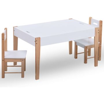 vidaXL 3-delige Kindertafel- en stoelenset zwart en wit