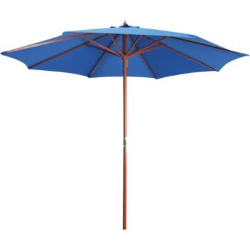 vidaXL Parasol met houten paal 300x258 cm blauw