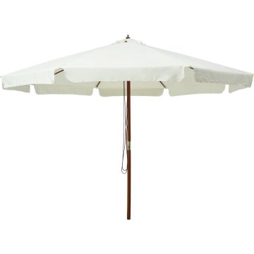 vidaXL Parasol met houten paal 330 cm zandwit