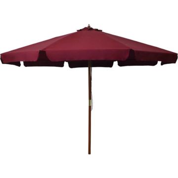 vidaXL Parasol met houten paal 330 cm bordeauxrood