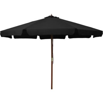 vidaXL Parasol met houten paal 330 cm zwart