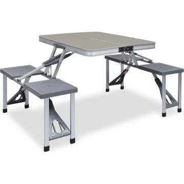 vidaXL Campingtafel inklapbaar met 4 zitjes staal en aluminium