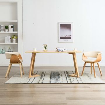 vidaXL Eetkamerstoelen 2 st gebogen hout en kunstleer crèmekleurig