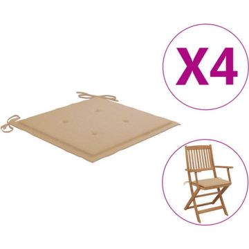 vidaXL Tuinstoelkussens 4 st 40x40x3 cm oxford stof beige