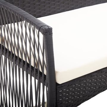 vidaXL 4-delige Loungeset met kussen poly rattan zwart