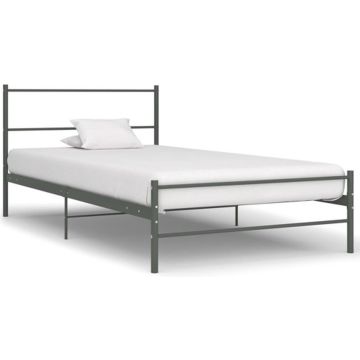 vidaXL Bedframe metaal grijs 100x200 cm