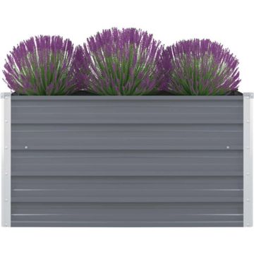 vidaXL Plantenbak verhoogd 100x100x45 cm gegalvaniseerd staal grijs